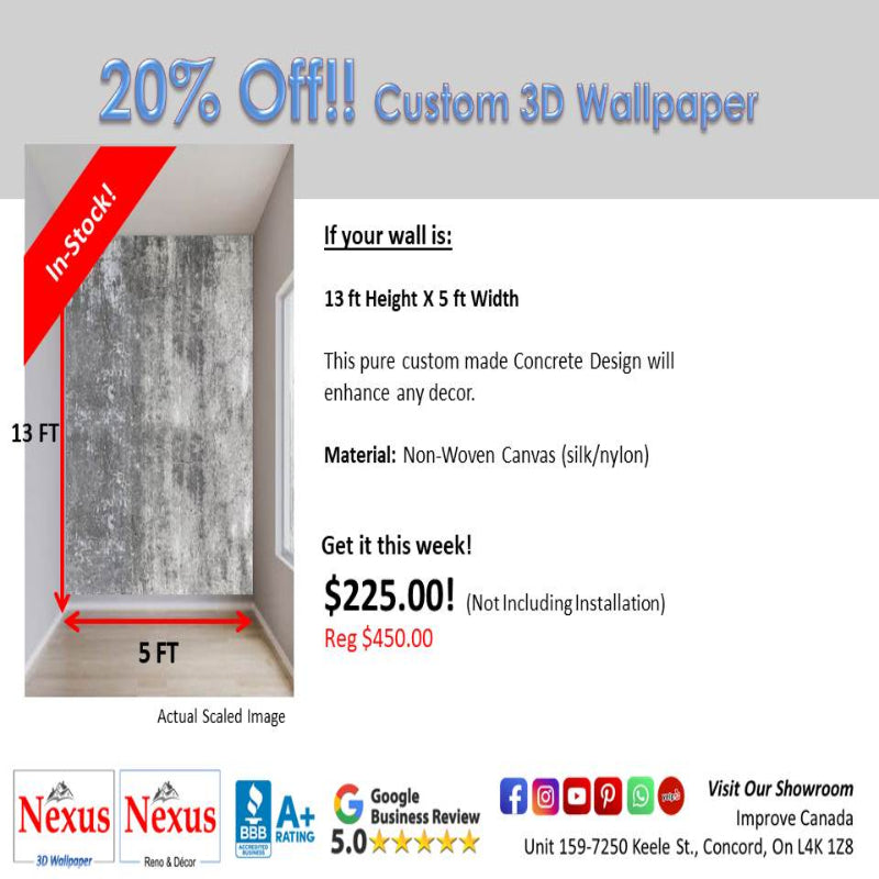 In-Stock Custom 3D Wallpaper Cement SKU# WAL0387